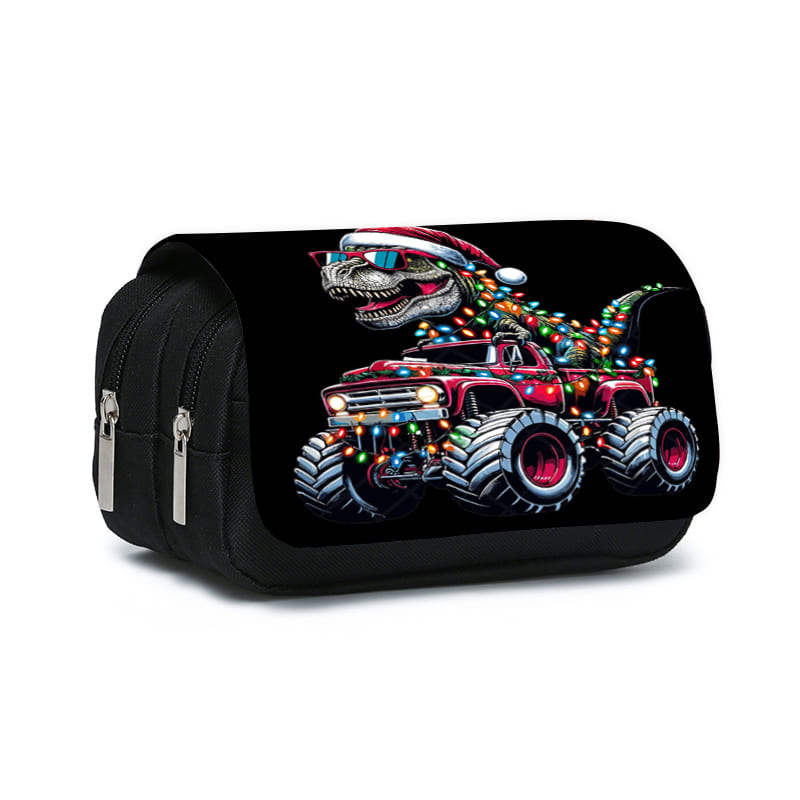 Dinosaur Print Double Layered Flip Pen Case for Boy and Girls Best Gifts 3D Cartoon School Supplies Pencil Bags for Children