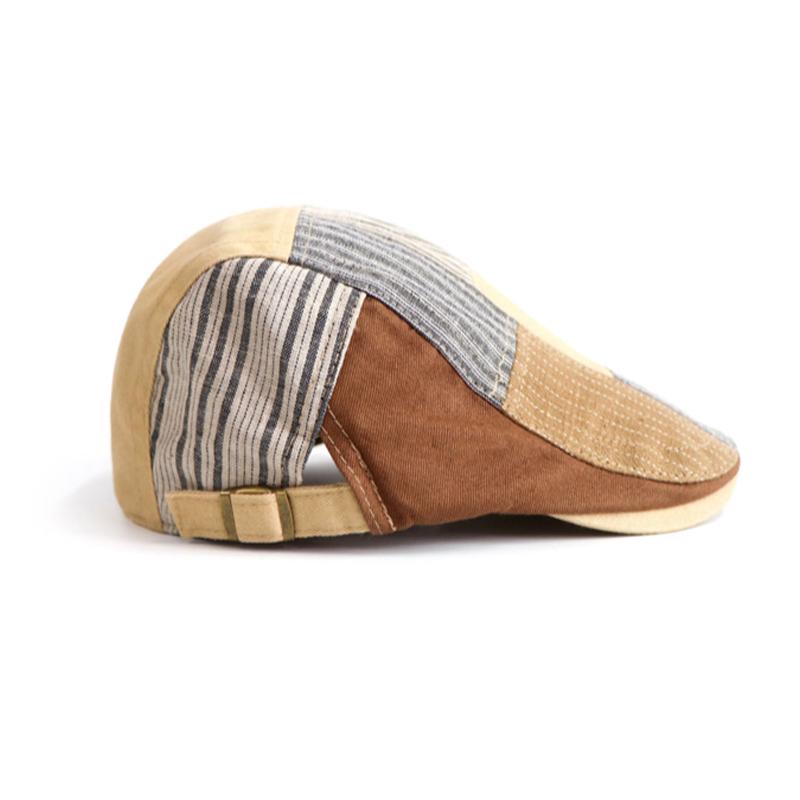 Spring Peaked Cap Stitching Stripe Color Block Forward Cap Men Beret