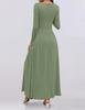 2025 Cross-border Women's Round Neck Pleated Pocket Slim Fit Long Sleeve Knit Dress