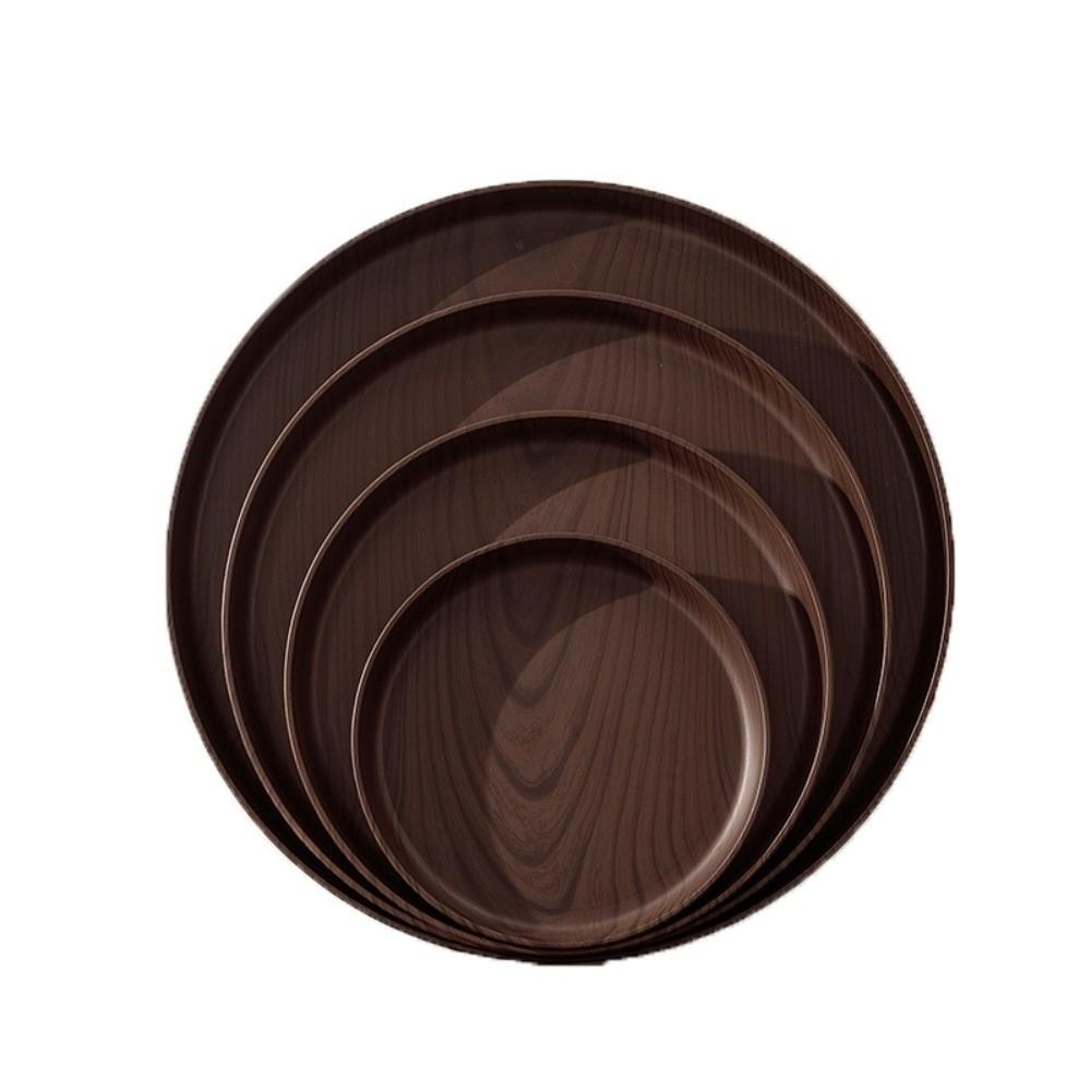 20/26/32/38cm Imitation Wooden Tray Round Shape Food Tray Imitation Wooden Serving Tray  Home Use