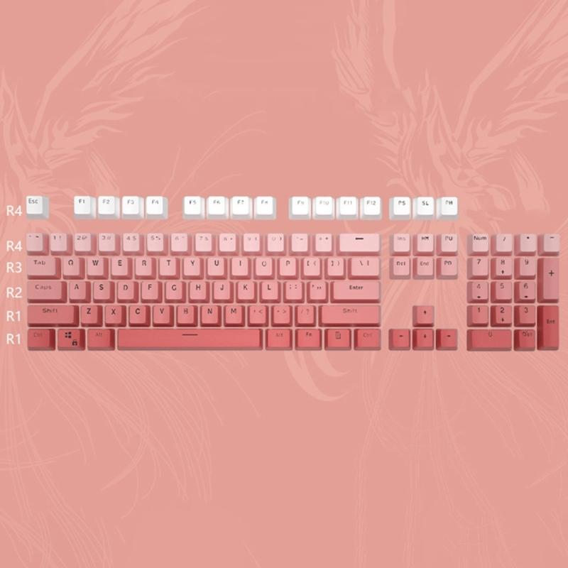 104 Keycaps Translucent Double-Shot PBT Keycaps Backlit ForCherry Mechanical Keyboard Hes 61 87 104 Compatible
