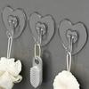 Heart Shaped Transparent Adhesive Hooks 20/40/60Pcs Reusable No Drill Plastic Hangers for Home Dorm Wall Storage