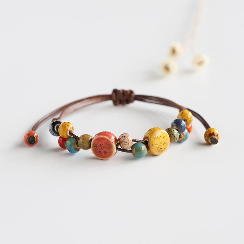 

Керамический браслет в новом китайском стиле для пары, женский студенческий ювелирный браслет Pollen glaze pink yellow