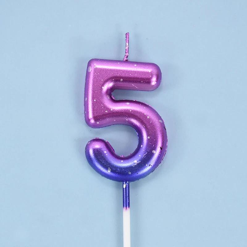Gâteau d'anniversaire décoré, bougie numérique colorée interstellaire, bougie délicate de couleur bonbon pour enfants, numéro de 0 à 9, décoration de fête