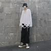 Unisex Loose Fit Long Sleeve T-Shirt with Distressed Hem and Solid Color
