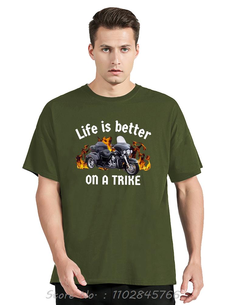 Life Is Better On A Trike Cotton Tshirt Motorcycle Rider Unique Retired Triker Oversized Tshirt Mens Clothing Unisex Tops Tees 3XL