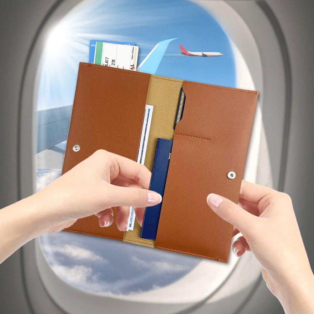 Portable Pu Leather Passport Cover Solid Color Light-weight Passport Holder Purse Bags Women