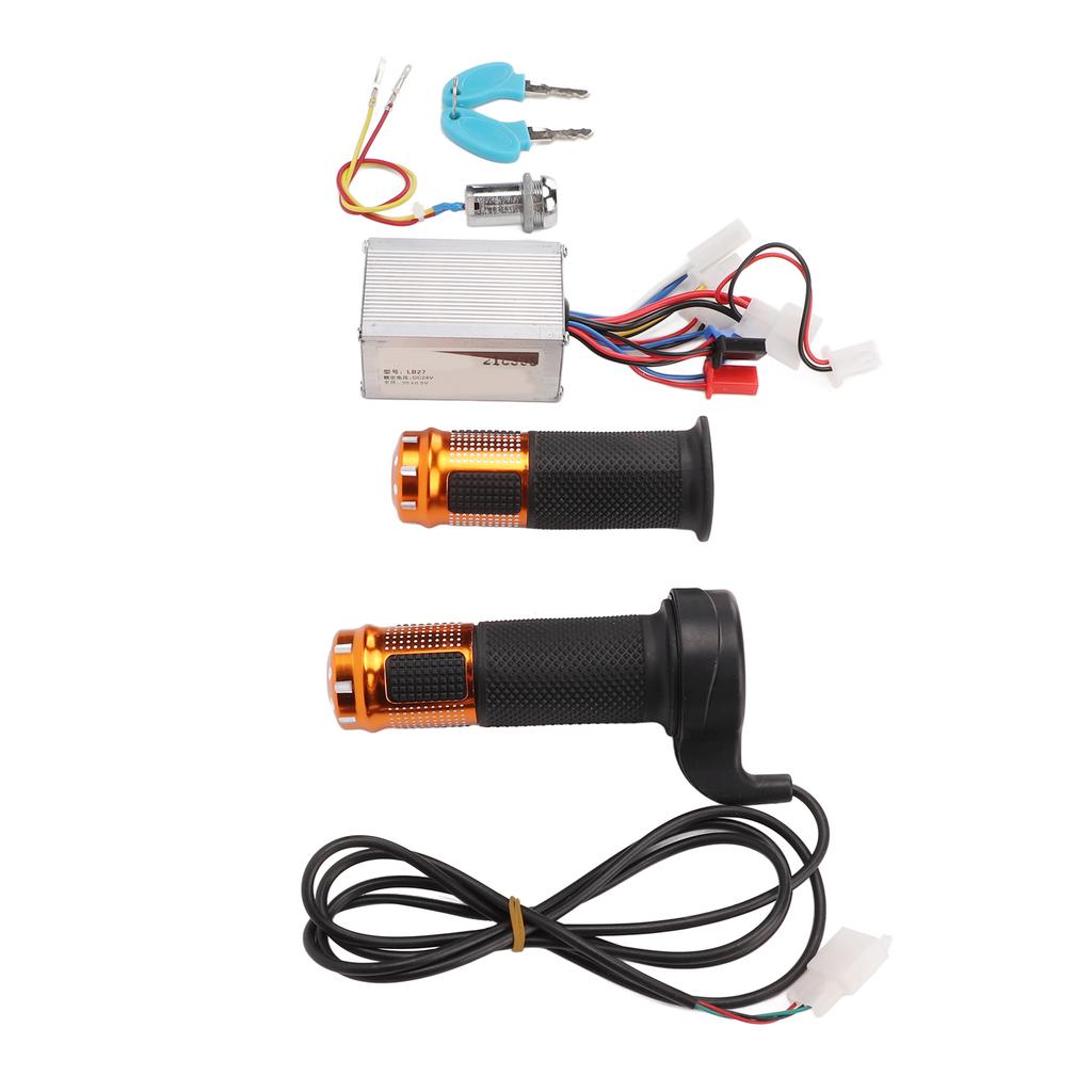 24V 250W Brushed Motor Speed Controller Throttle Grip Power Lock Kit for Electrical Scooter Bike Tricycle