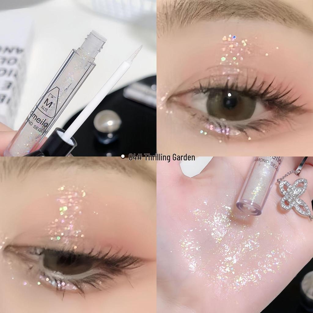 Lameila Liquid Eyeshadow with Sparkling Sequins - Brighten Eyes and Highlight with a Single Color.