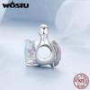 WOSTU 925 Silver Different Side Enamel Hummingbird Charm Heart Glass Bird Body Peacock Beads Fit Original Bracelet Gift