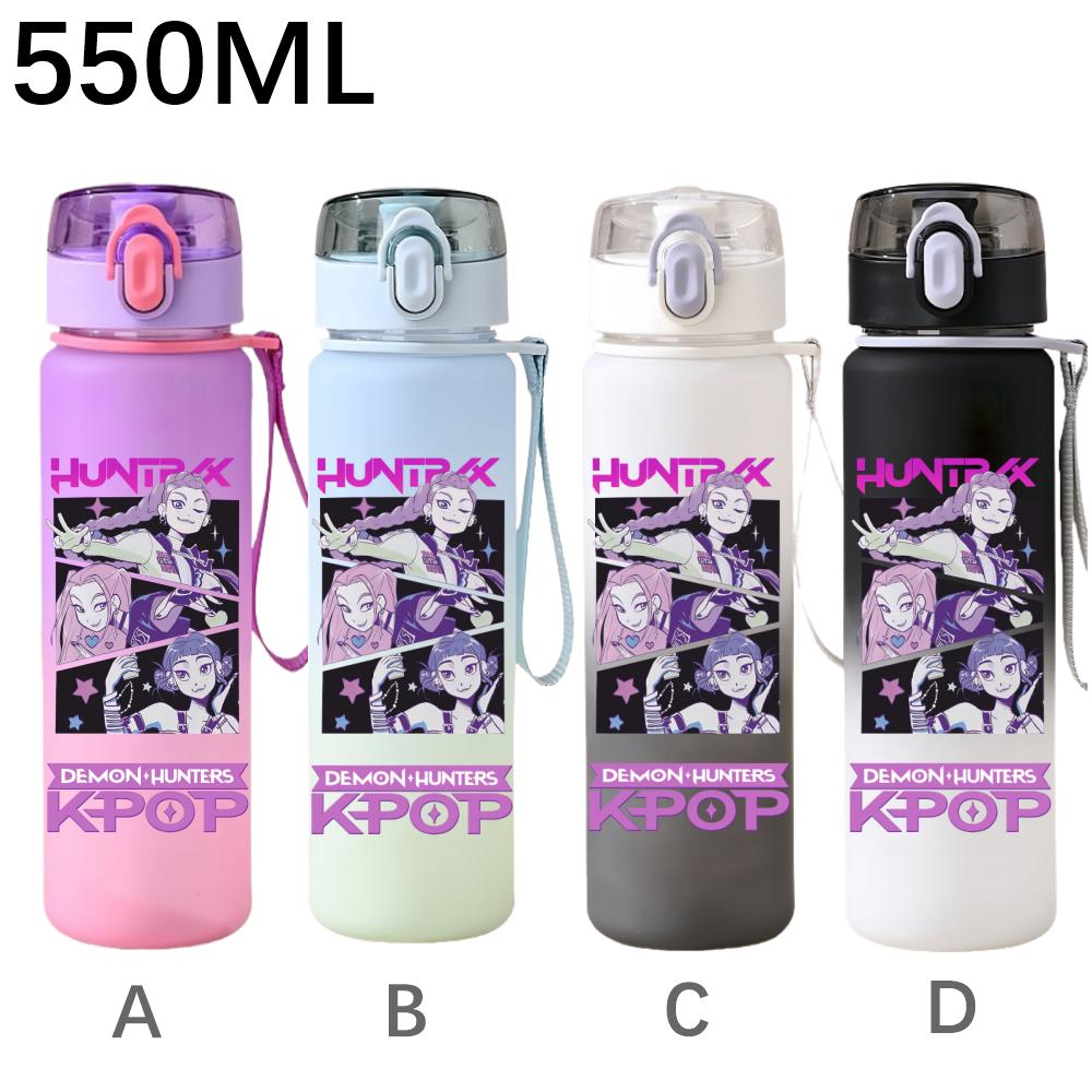 550ML KPop Demon Hunters Cartoon Print Sport Water Bottle Leak Proof Water Cup Outdoor Sports Drinking Bottle Birthday Gifts