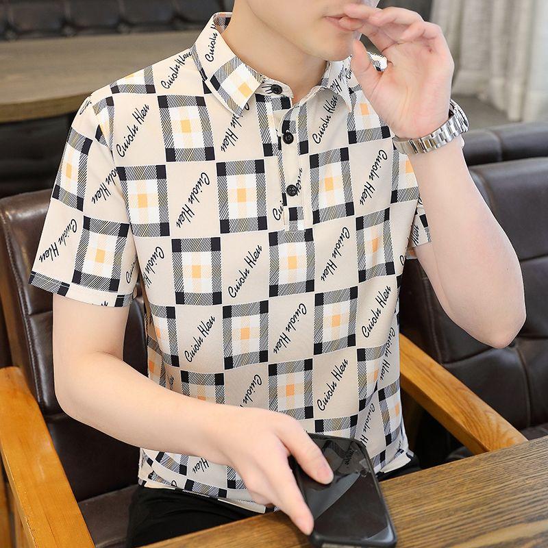 

Летние клетчатые рубашки для мужчин. Рубашки в клетку. Одежда в деловом стиле. Роскошные дизайнерские повседневные рубашки с короткими рукавами. 5XL хаки