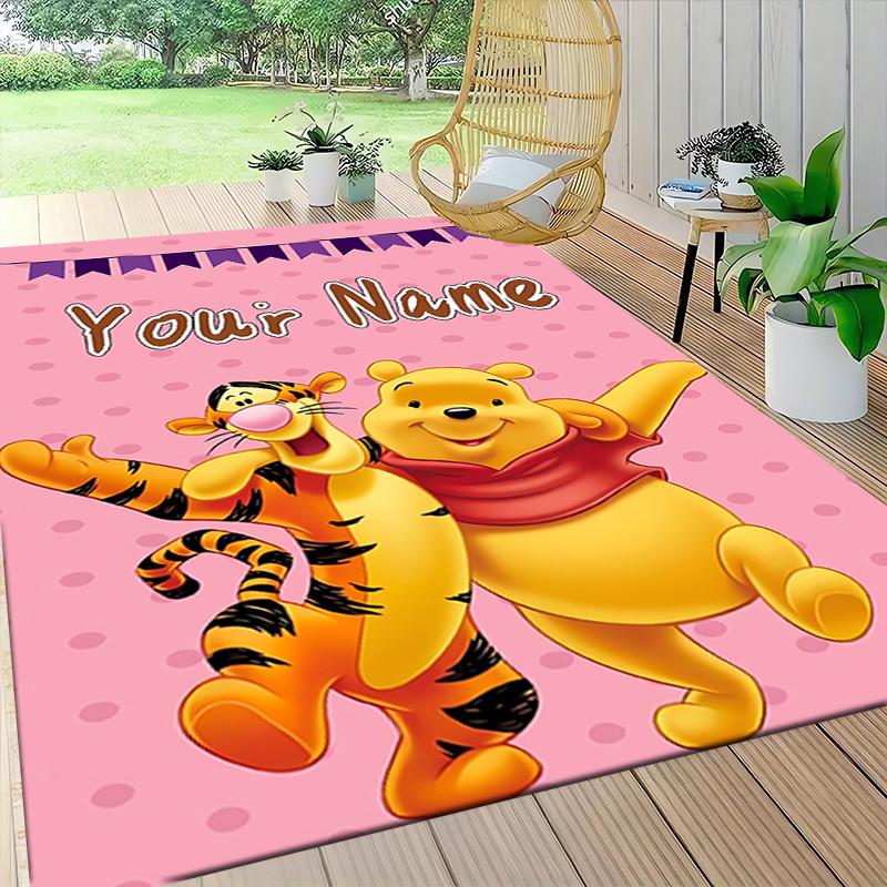 Custom Name "Pooh Tiger Adventure" Carpet Rug Customizable Soft Washable Anti-Slip Home Living Room Sofa Mats Personalized Rug. 0909398