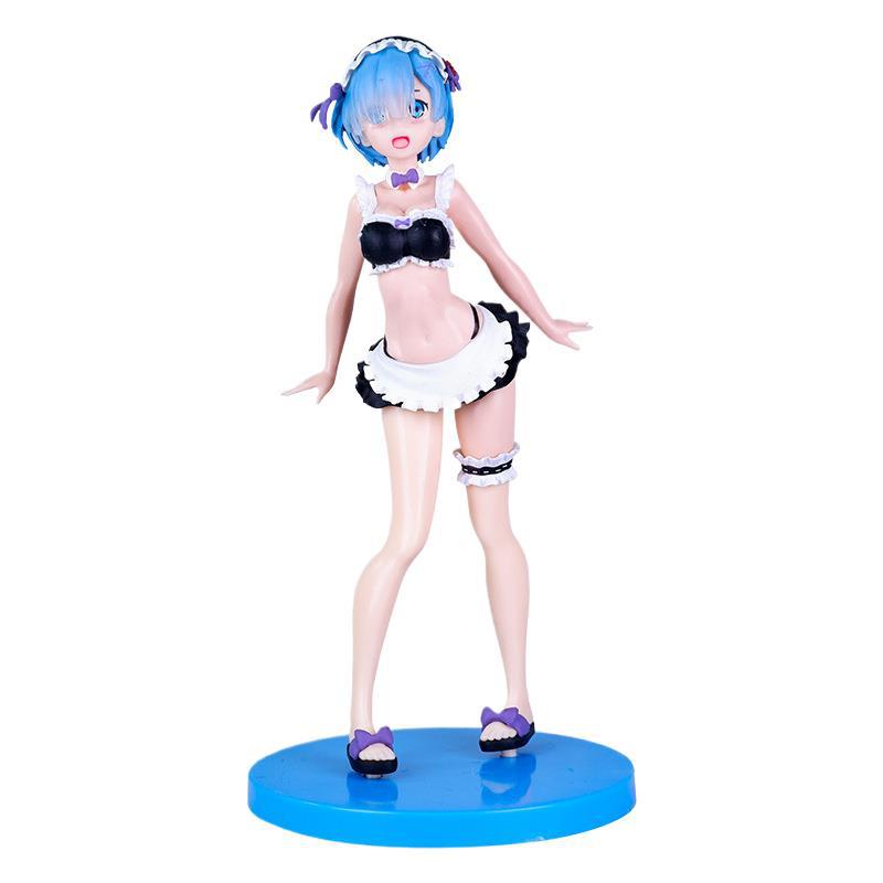 23CM Rem Anime Figure Re Zero Hajimeru Isekai Seikatsu Kawaii Ram Crystal Wedding Dress Model Doll Toys BANDAI PVC kara Kid Friendly Entertaining Fun