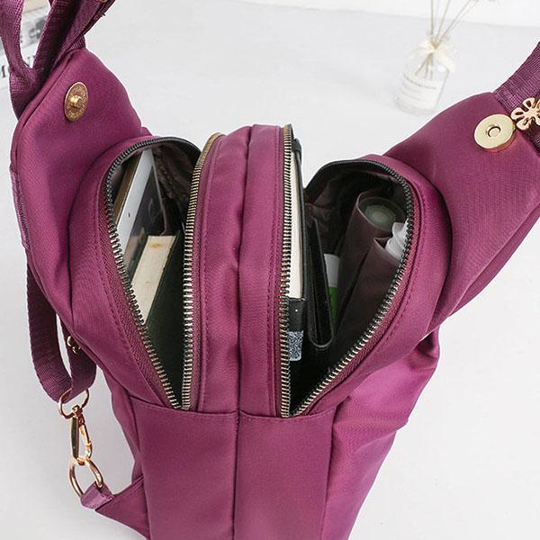 Women Solid Color Zipper Backpack Anti-theft Single Shoulder Bag Versatile Messenger Bag Daisy Embroidery Holiday Backpack
