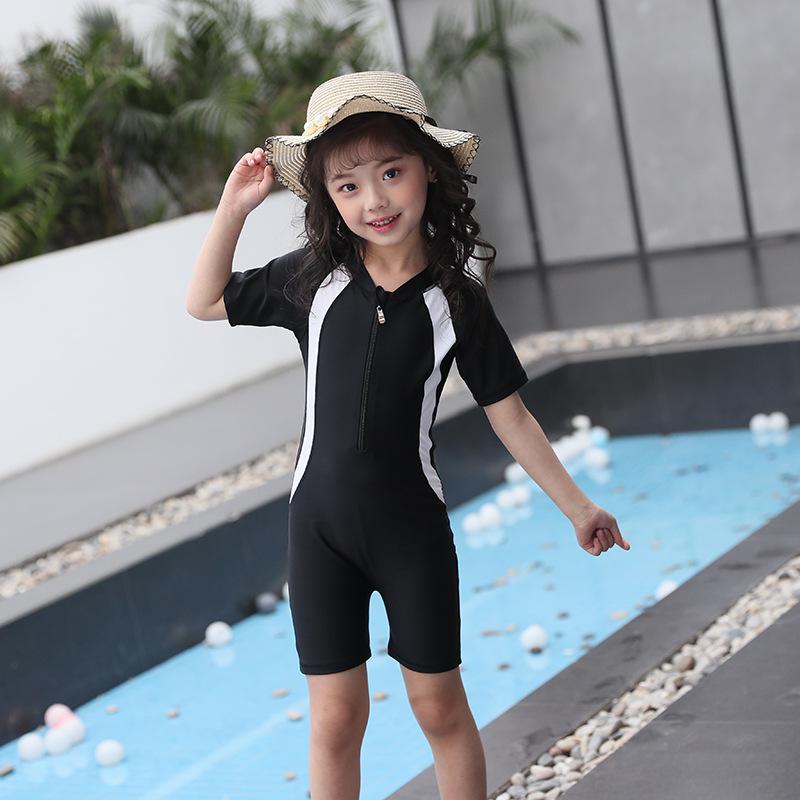 Costume da bagno intero a maniche corte per bambina 2026: Protezione Solare, Personalizzabile, per Allenamento - Taglie Media e Grande