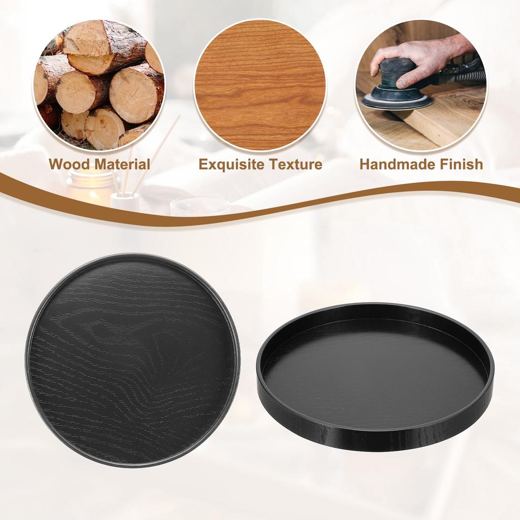 Schwarze runde Holz-Dekoschale 21cm