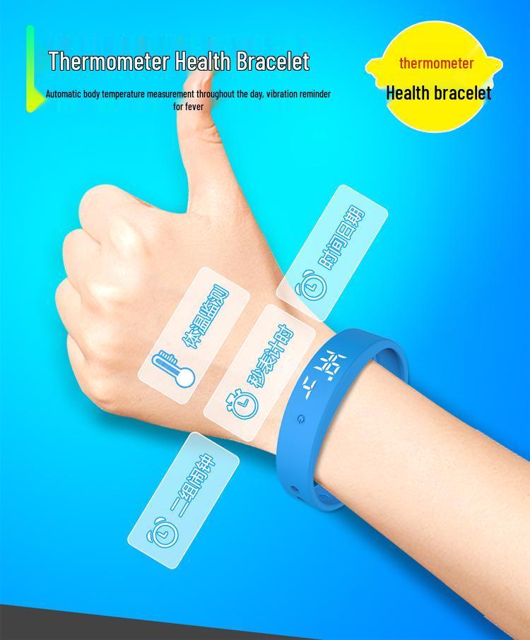 V9 Smart Temperature Monitoring Bracelet: All-Weather Body Temp Tracker with Vibration Alerts, Stopwatch, and Alarm Clock.