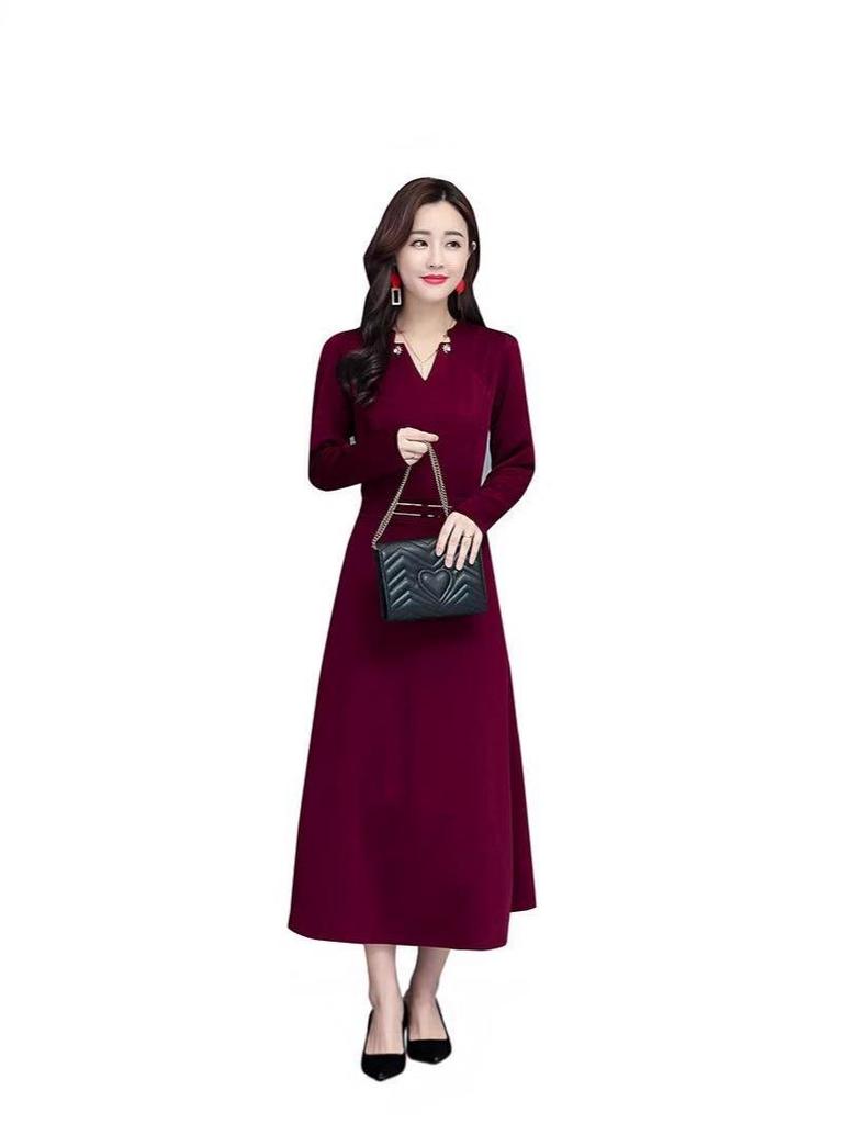 Elegant Women's Spring/Autumn Long Sleeve Wide-Leg Dress