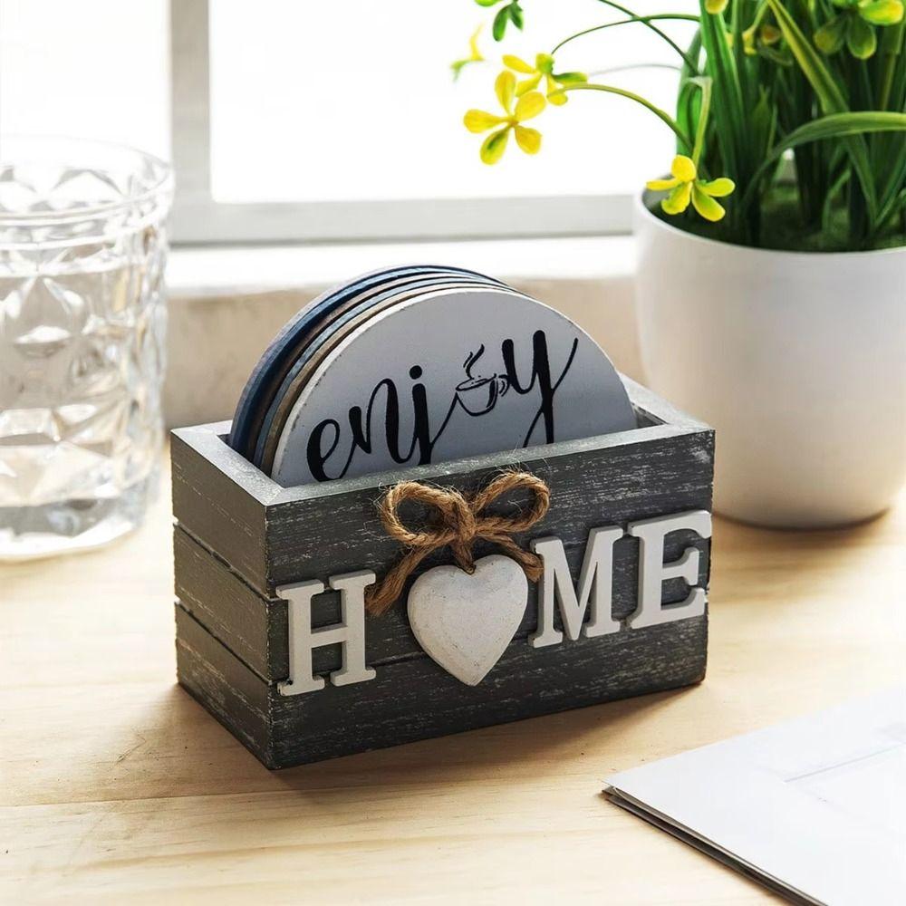 6Pcs Creative Home Love Insulated Coasters Anti Scald Retro Cup Holder Acrylic Kitchen Tableware Decor Accessories