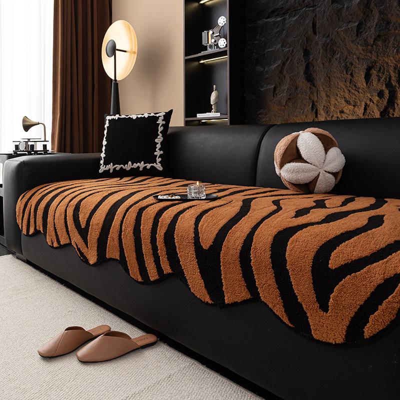 New Special-Shaped Sofa Cushion Light Luxury High-End Non-Slip Seat Cushion Autumn And Winter Straight Row Plush Leather Sofa Cover