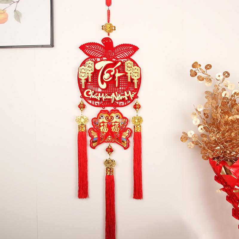 1PC pandantiv cu ciucuri 2025 agățări nețesute pandantiv tradițional vietnamez cu caracter Fu Festivalul de primăvară 26X95CM