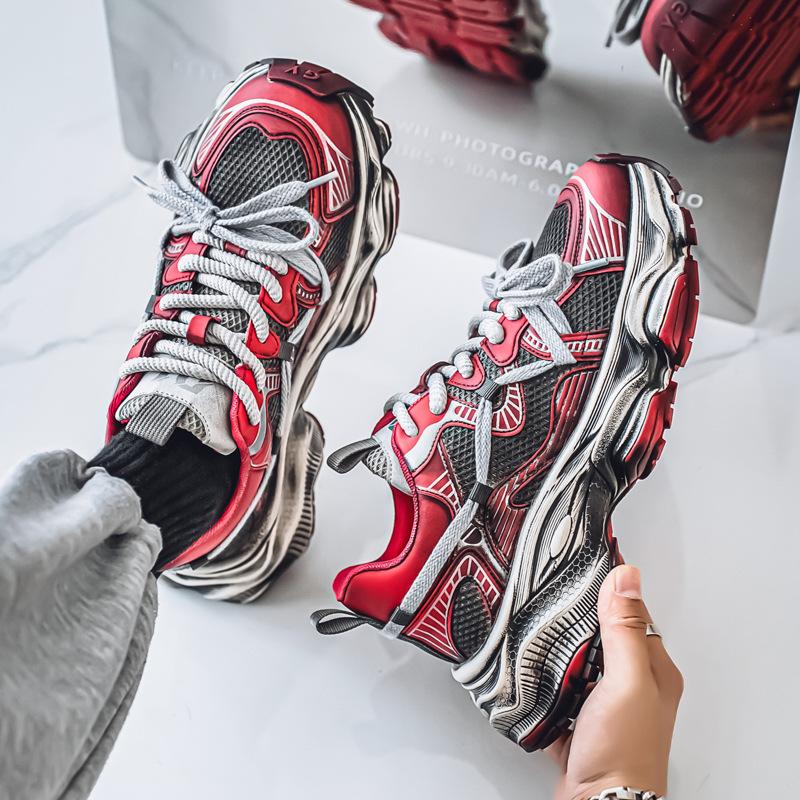 Dirty shoes polished old dad shoes catwalk students platform casual sports running shoes