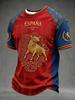 2026 Spanien Nationalmannschaft Flagge, Fans Fußballtrikot, Löwe Retro 3D Schnelltrocknend Sportlich Lässig Herren Oberteil T-Shirt