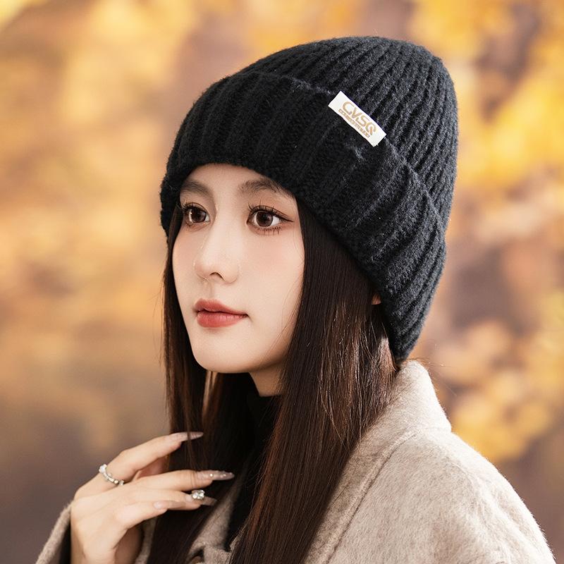 Wool Hat with Versatile Windproof and Velvet Ear Protection Hat for Women with Big Head Circumference Showing Face Small Cold Hat
