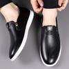 Men's Shoes Spring New Breathable White One-pedal Doudou Shoes Men's Casual Leather Shoes Leather Soft-soled Non-slip Shoes