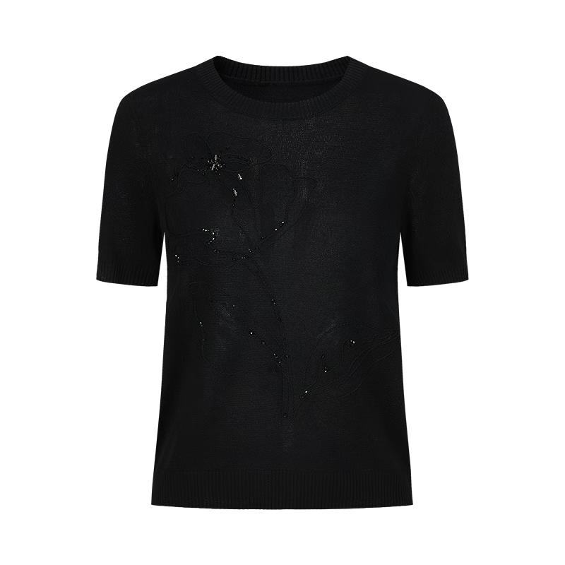 JUZUI Women s 3D Embroidered Beaded Knit Top