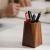 Drewniany Orzechowy Pojemnik na Długopisy Pojedyncza Tubka w Stylu Ceremonii Herbacianej Organizer Ręcznie Robiony Przechowywanie na Biurko na Pędzle Narzędzia Elegancki Wystrój Biura