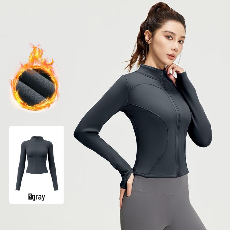 Bojue Women s Thickened Slim-Fit Fleece Yoga Jacket