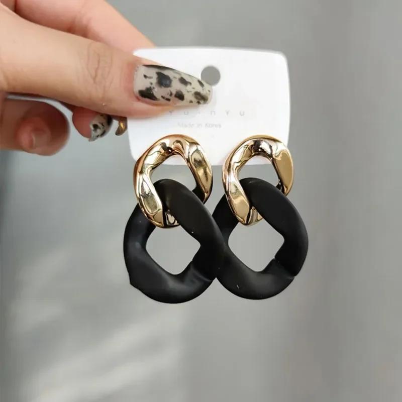 Orecchini Punk Neri Statement per Donna Vintage Brincos Geometrici a Forma di Cuore Pendenti Gioielli di Moda Orecchini Insoliti