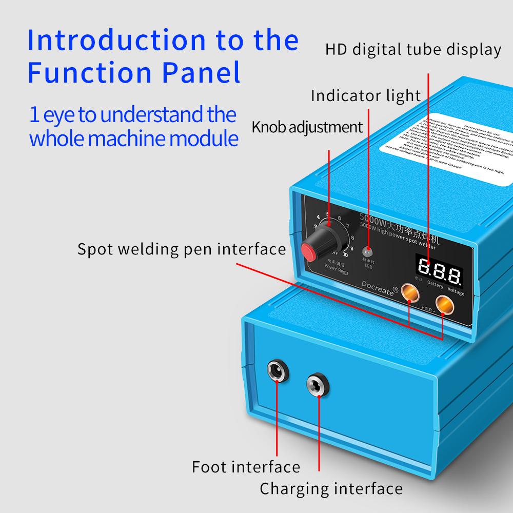 Handheld Spot-welding Machine 5000W DIY Battery Welding Machine Current Adjustable Utility Automatic Welding for 18650 Battery