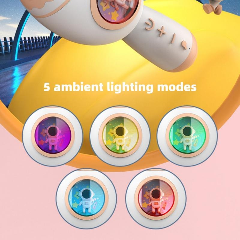 Microfono Bluetooth Wireless Mini Microfono Cartone Animato Altoparlante Microfono Tutto-in-uno Cambia Voce Altoparlante Luce Colorata Portatile Casa KTV