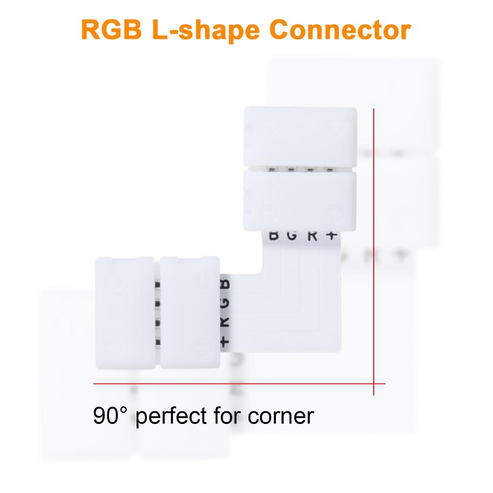 RGB LED Strip Connector Kit T/L Shape Quick Splitter Corner Connector  For 5050 LED Strip