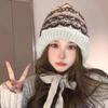 Fashion Striped Knitted Woolen Hat Ethnic Style Thickened Ear Flap Cap Windproof Cold-proof Beanie Cap Winter