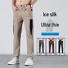 Men's Breathable Ice Silk Elastic Straight Leg Quick-Dry Casual Pants – Trendy and Comfortable for Summer