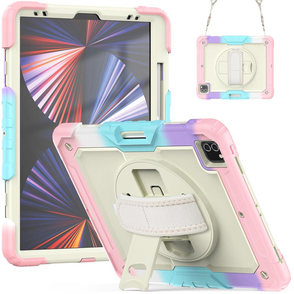 Armor Stand Case Universal for IPad Pro12.9 2018 2020 2021 2022 3rd 4th 5th 6th Gen Hybrid Cover with Screen Protector 3-Layers