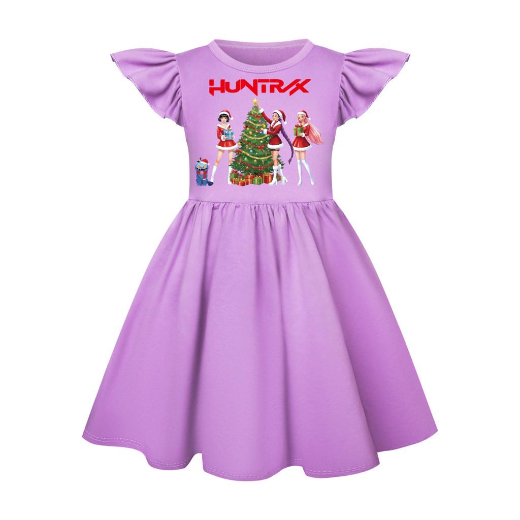 5085 Kids Girls Christmas New Year Mira Zoey Rumi Printed Ruffle Short Sleeves Casual Dress