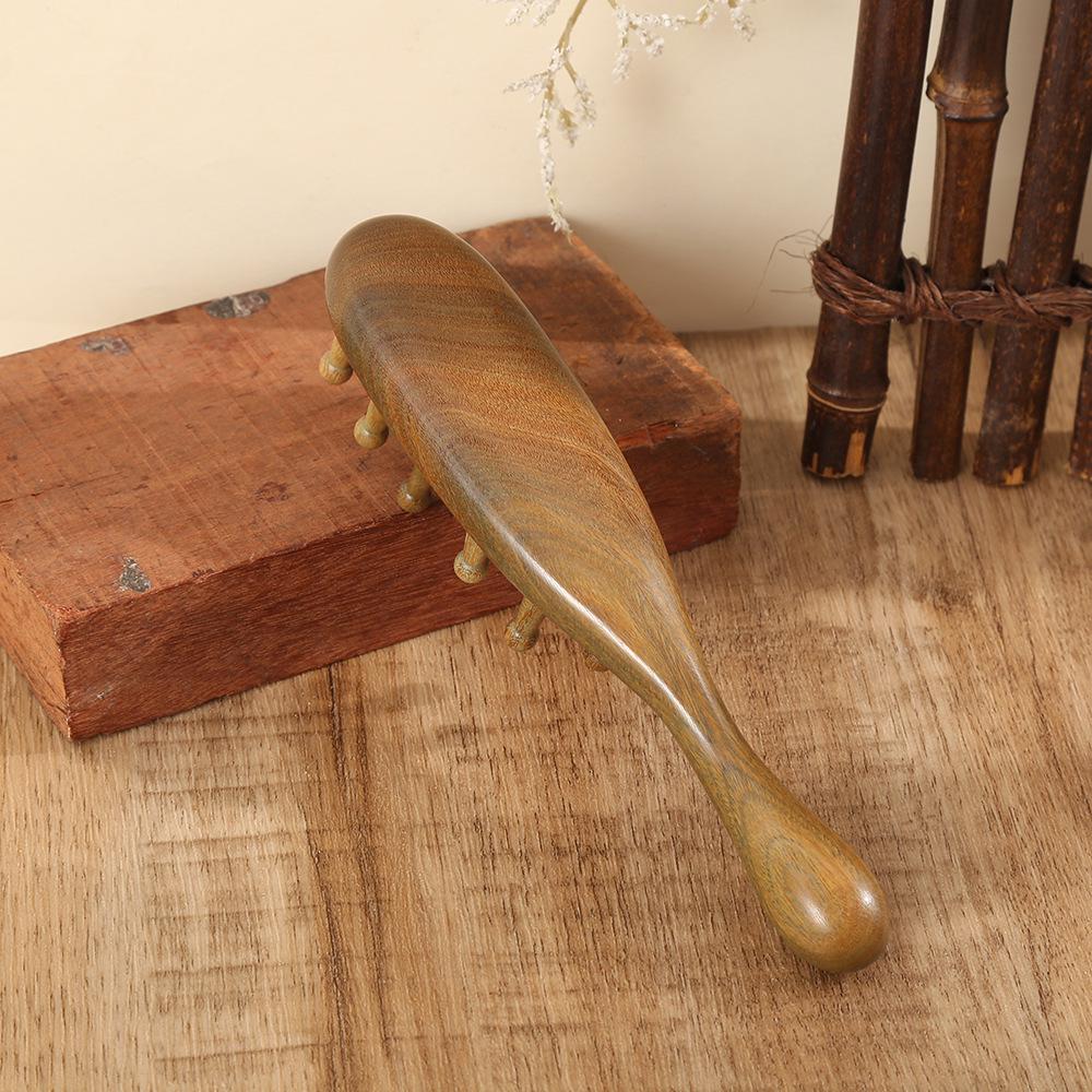 Green Sandalwood Meridian Scalp Massage Comb with Long Handle