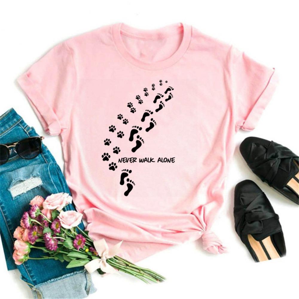 Maycaur T-shirt met hondenpootjesprint Grappig dames T-shirt Losse zomer T-shirts Harajuku Esthetische zwarte tops Casual dameskleding