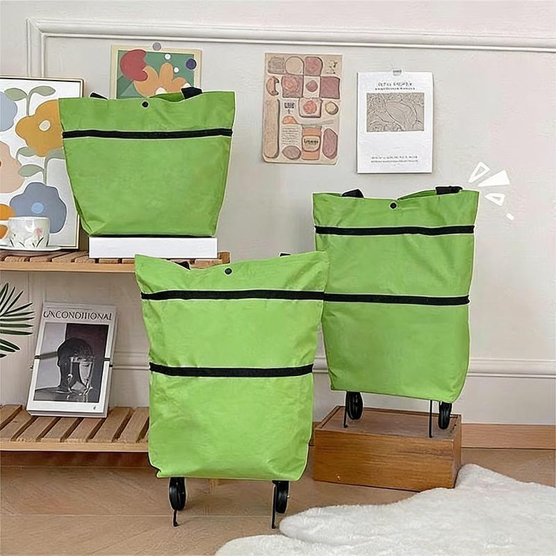 Portable Foldable Shopping Bag With Wheels Trolley Large Reusable Cloth Handbag Tote Bags Supermarket Home Grocery Pull Cart Bag