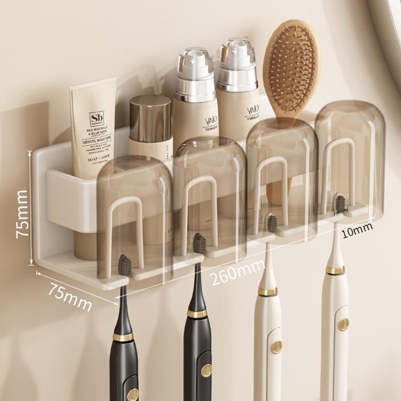 Wall Mounted Toothbrush Holder Aluminium Alloy Toothpaste Rack Without Drilling Space Saving Bathroom Household Shelf Accessorie