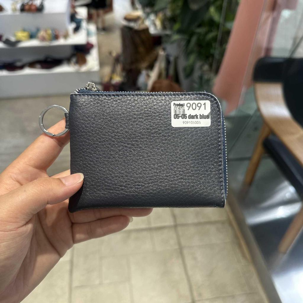 Genuine Leather Zipper Coin Purse & Card Holder with Key Ring