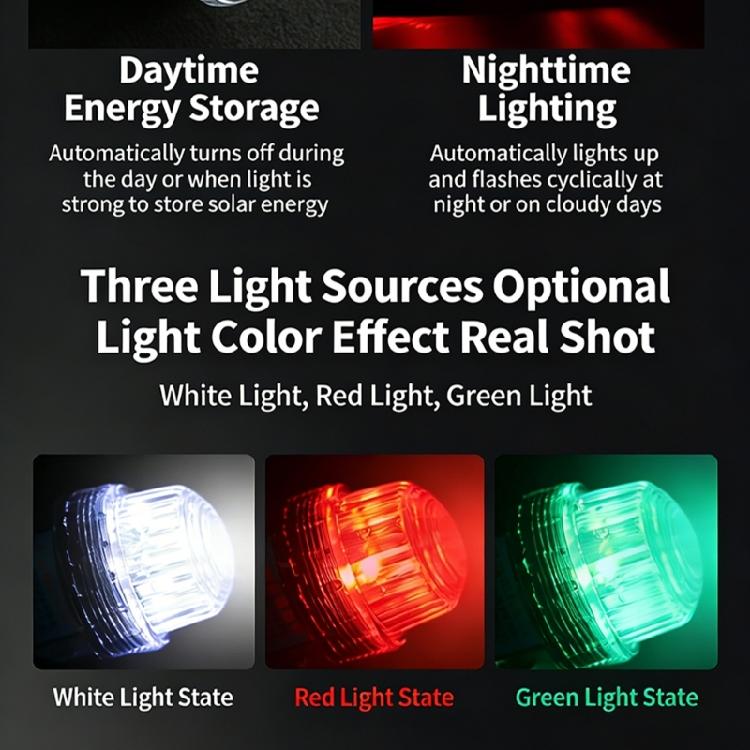 Energy Efficient LED Navigation Light Solar Charged IP67 Protected ABS for Boats & Buoys Night Visibility Enhancement