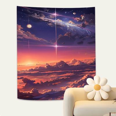 Starry Sky Tapestry  Vibrant Wall Hanging with Celestial Landscape for Bedroom and Living Room Decor Perfect Gift