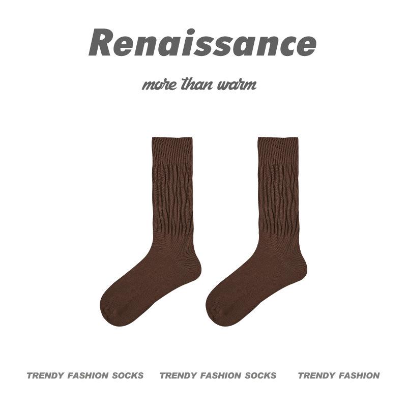 Renaissance Women's Solid Color Mid-Calf Bubble Socks - Versatile Thin Spring & Autumn Style