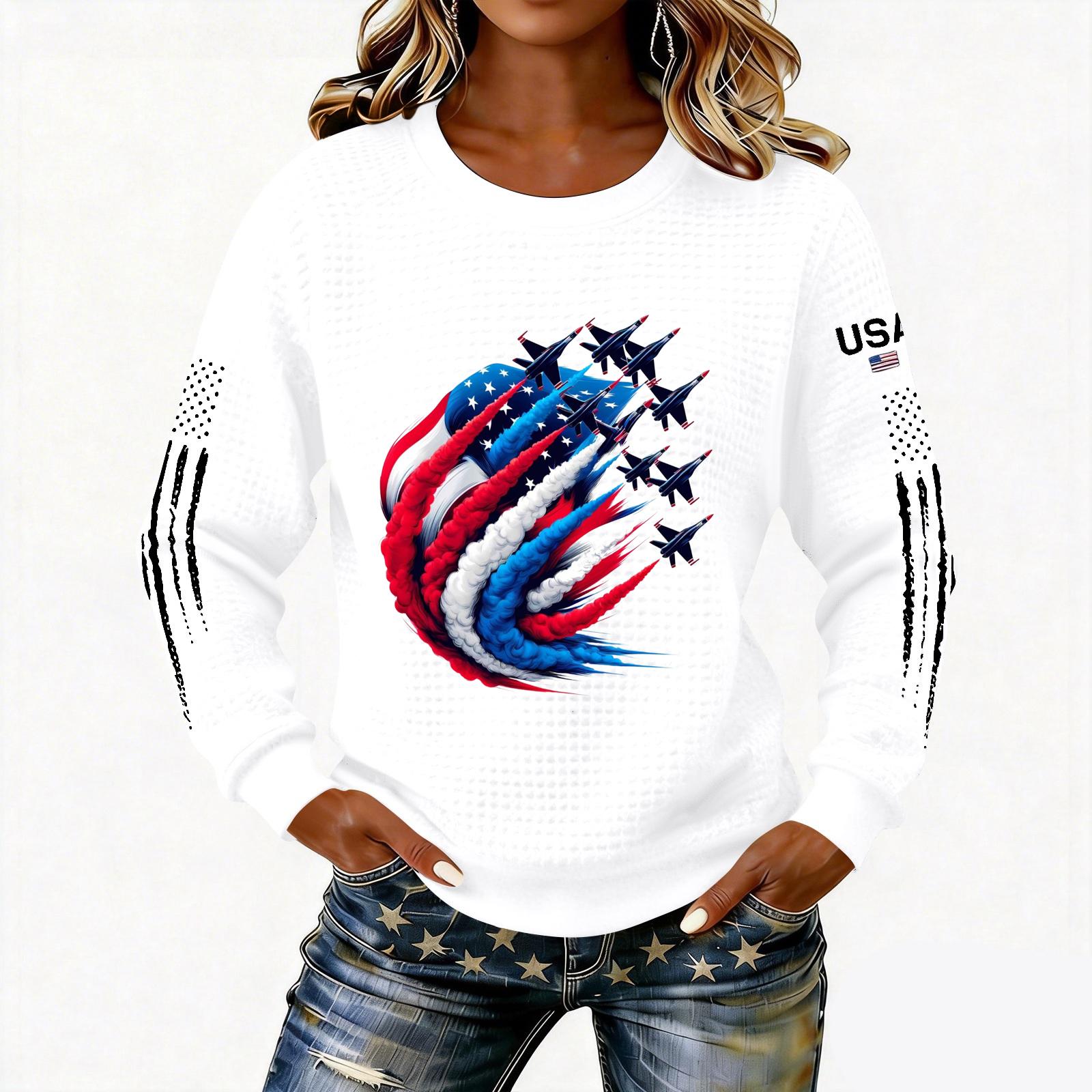 

Women s Fashionable Lightweight Long-Sleeved Pullover Sweatshirt With Printed Round Neck XL білий